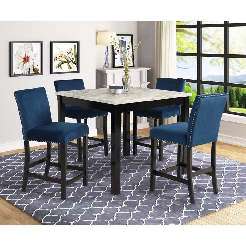 Lennon 5-Piece Counter Height Dining Set - Royal Blue