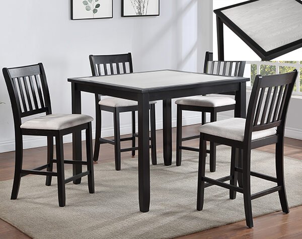 Salvador 5-Piece Counter Height Dining Set - Black Grey