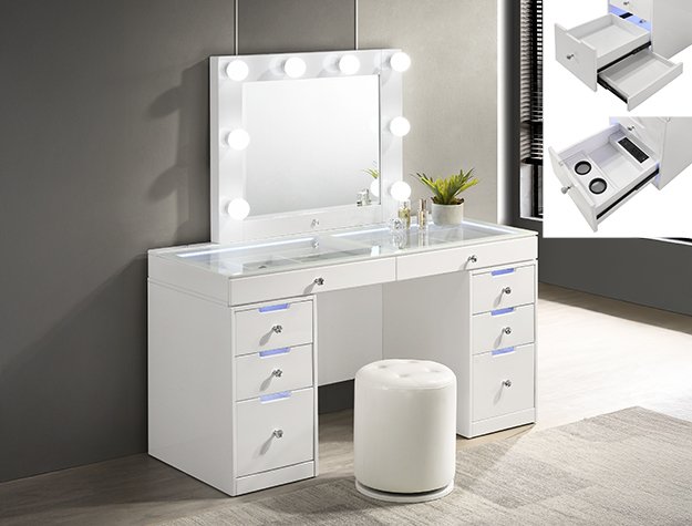 Luxo B4852WH White Vanity 3 Piece Set LED