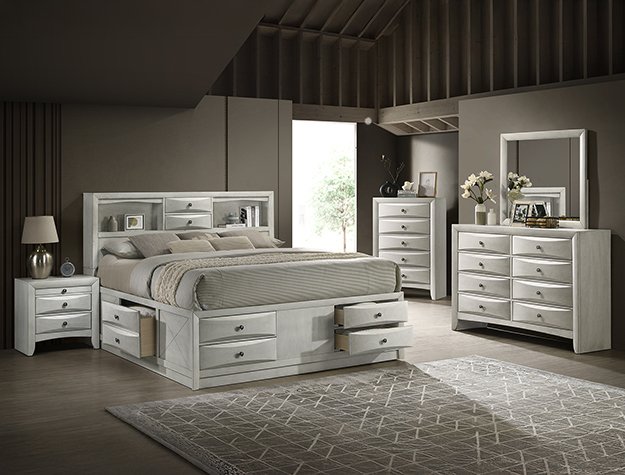 Emily B4255 Queen Bed - White
