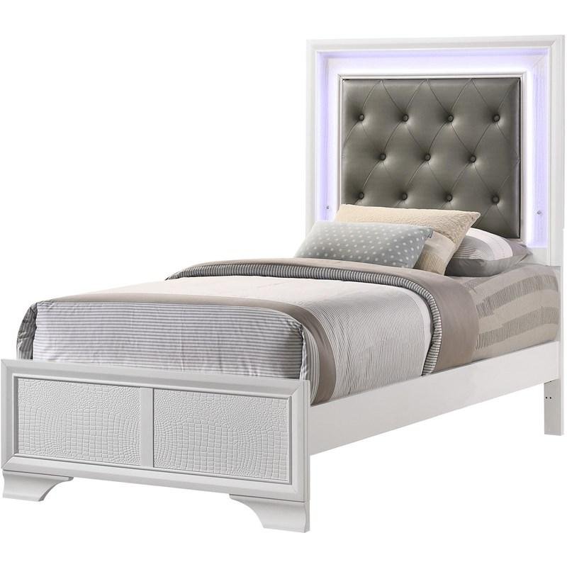 Lyssa B4310-T Twin Bed with LED - Frost