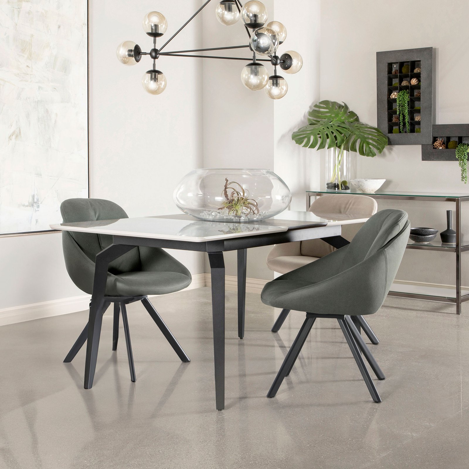Mina Rectangular 65-inch Extension Dining Table Grey Ceramic