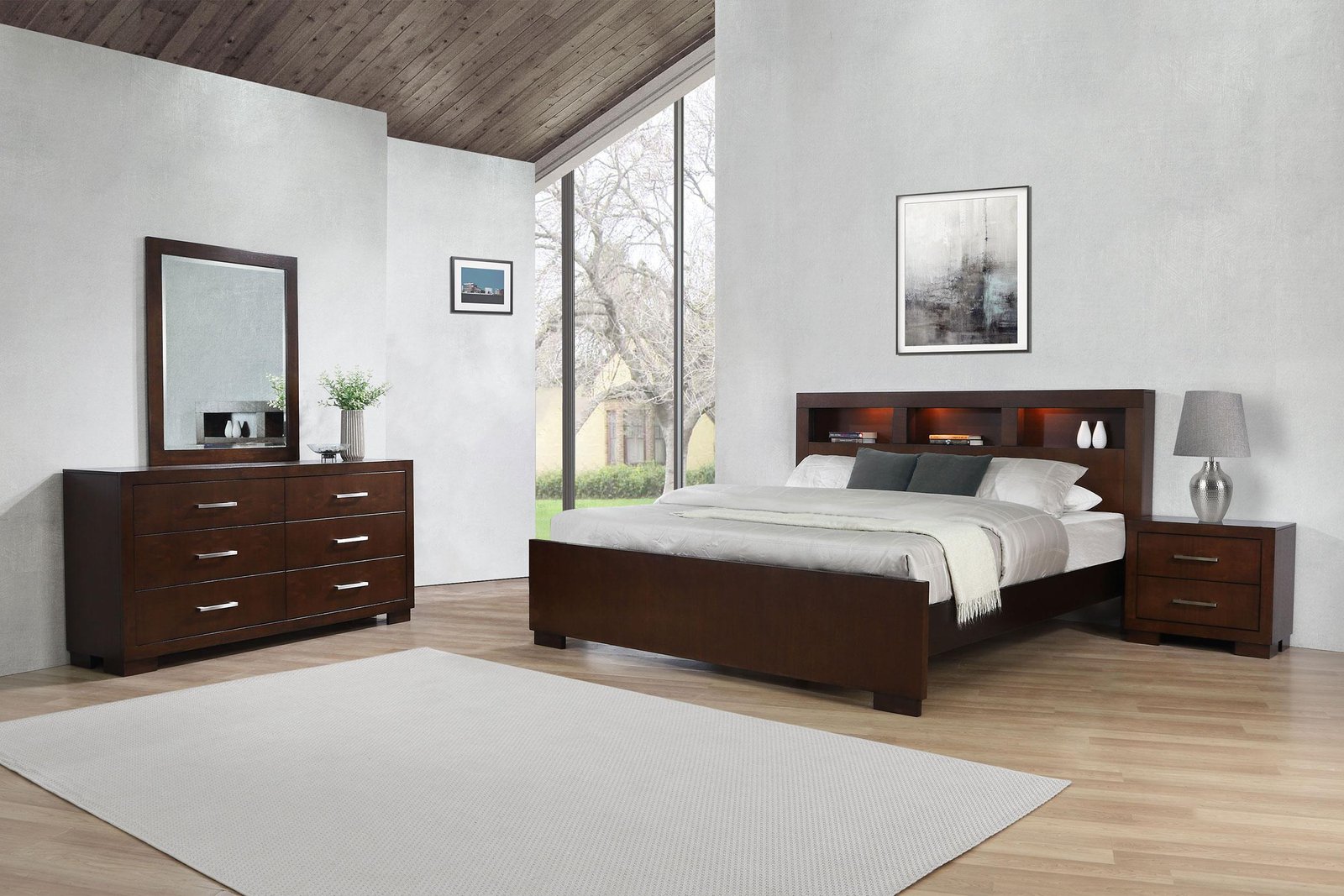 Jessica 4-piece Eastern King Bedroom Set Cappuccino
