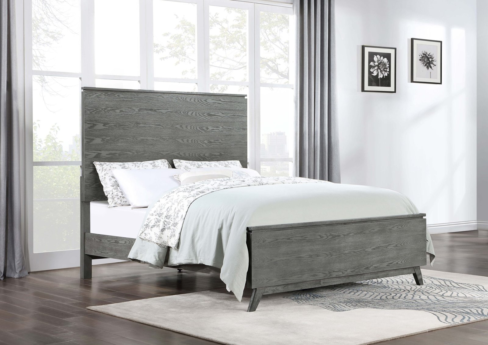 Nathan Wood California King Panel Bed Grey