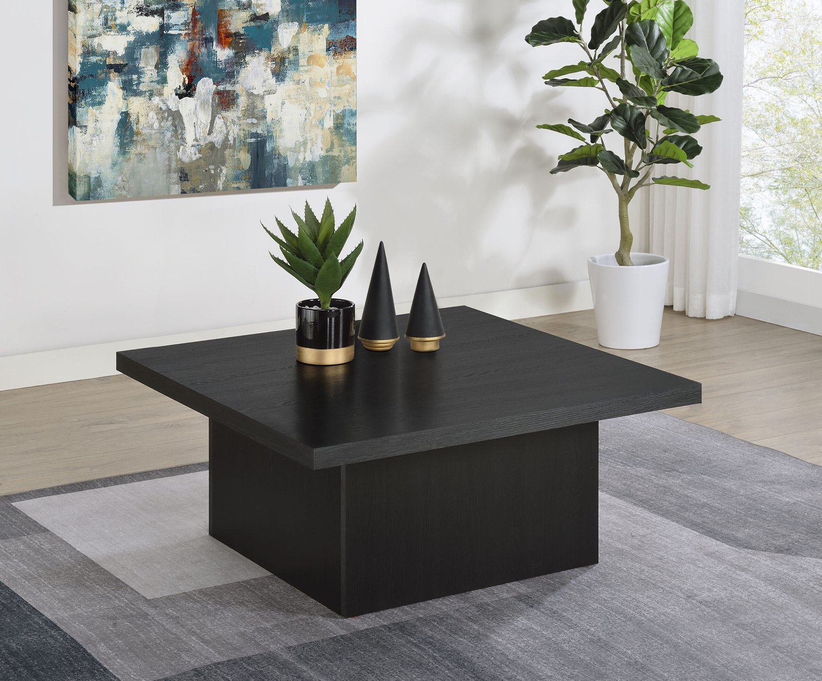 Devar Square Engineered Wood Cocktail Coffee Table Black