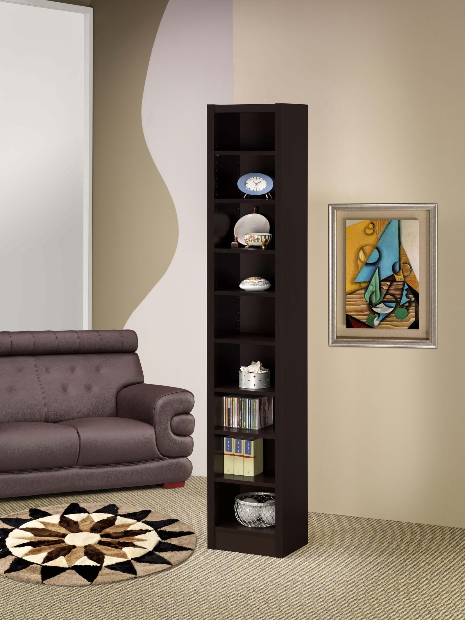 Eliam 71-inch 8-shelf Bookcase Cappuccino